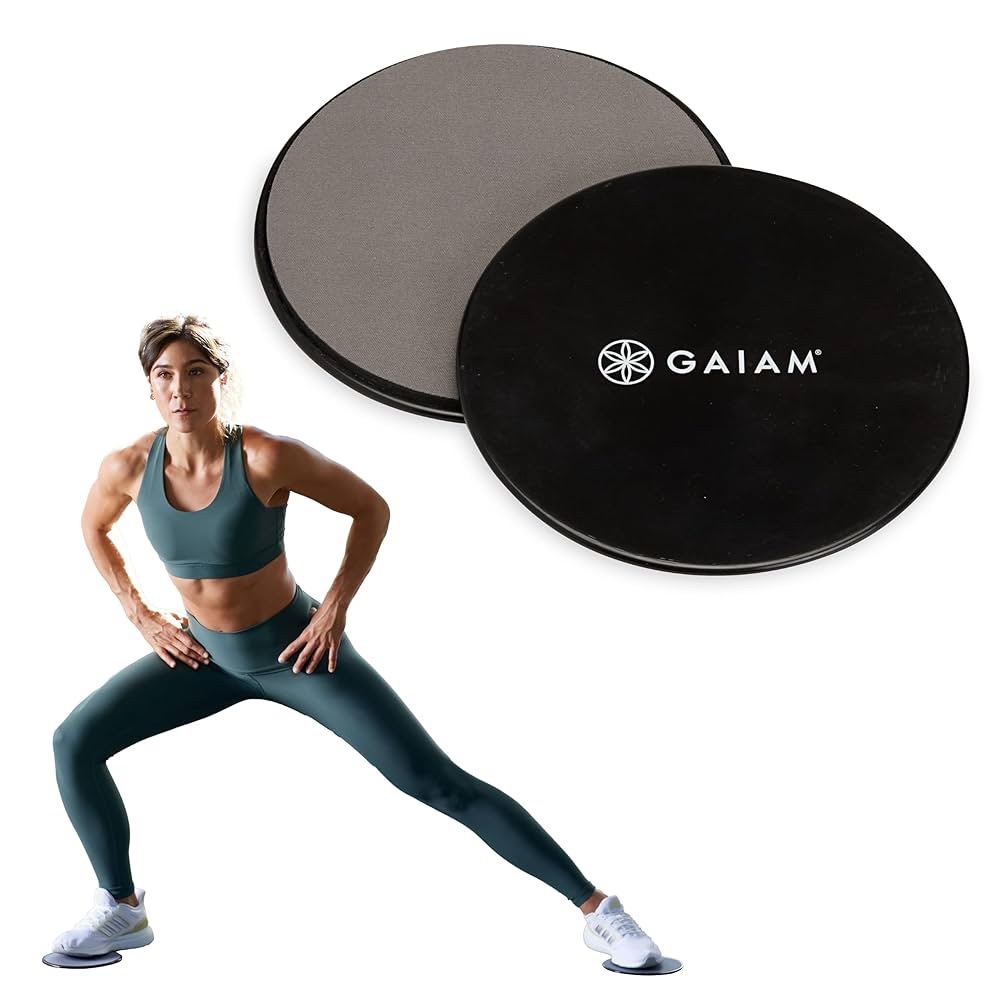 Gaiam Core Sliding Discs - Dual Sided Workout Sliders for Carpet/Hardwood Floor